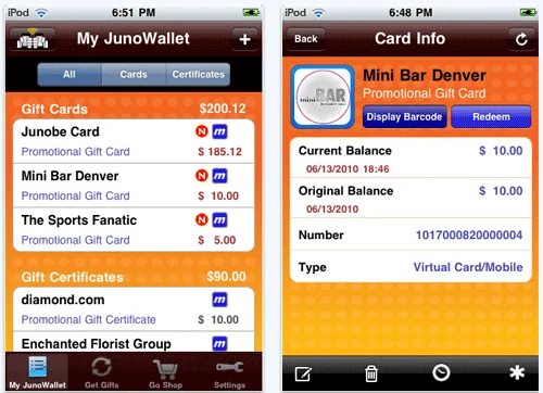 JunoWallet Card Info