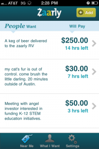 Zaarly App Screen-shot Zaarly App Screen-shot