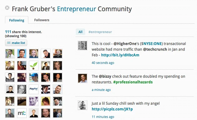 mirror.me screen-shot entreprenuer community list