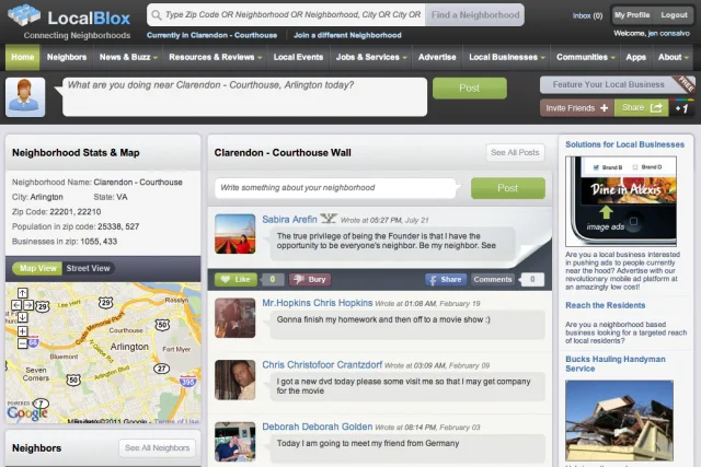 Localblox.com showing updates in my neighborhood.