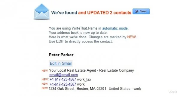 WriteThatName updated contact