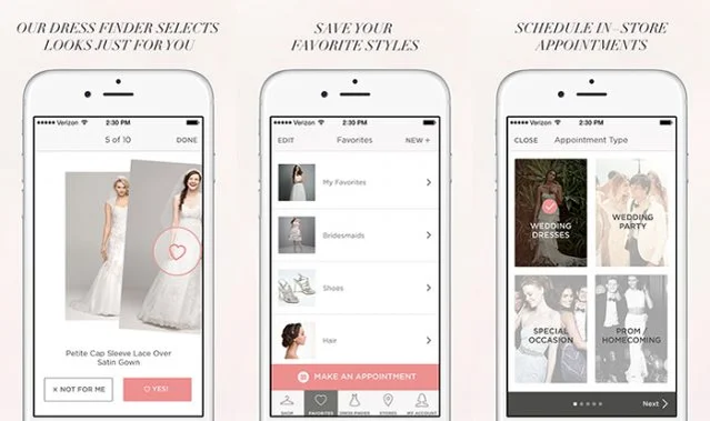 David's Bridal wedding dress app preview