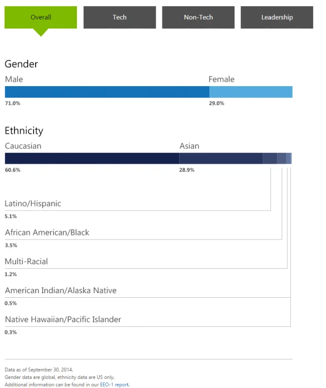 Microsoft Diversity Stats (Overall)