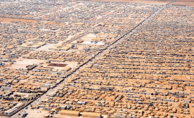 An aerial view of Za'atri camp in Jordan