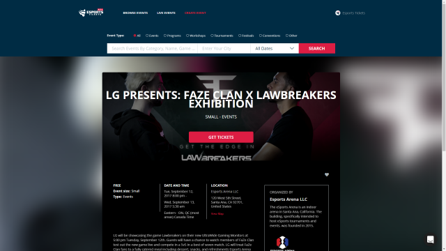 Esports Ticket Screen Shot