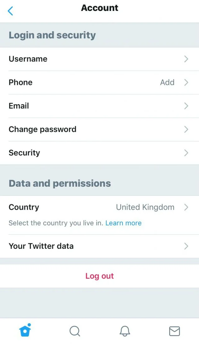 Change Your Twitter Password in the App