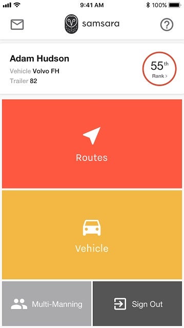 Samsara fleet management driver app