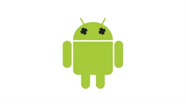 Android logo with black crosses over eyes