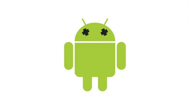 Android logo with black crosses over eyes