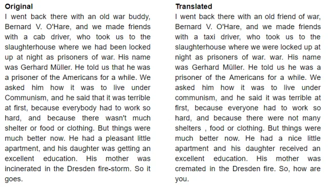 Google Translate Slaughterhouse Five Kurt Vonnegut
