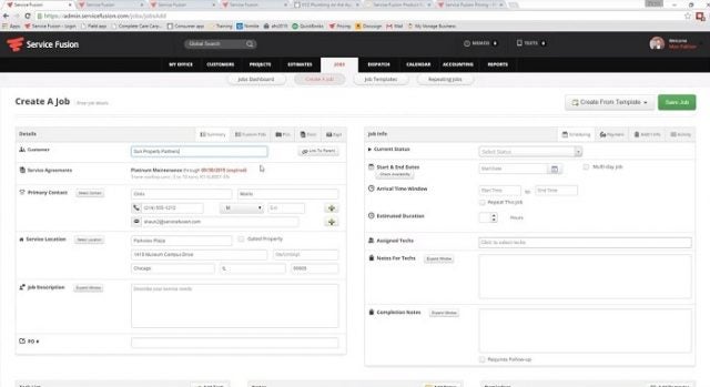 Service Fusion field service dispatch software