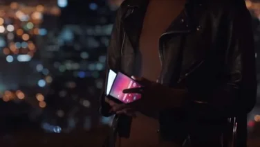 samsung folding phone at night