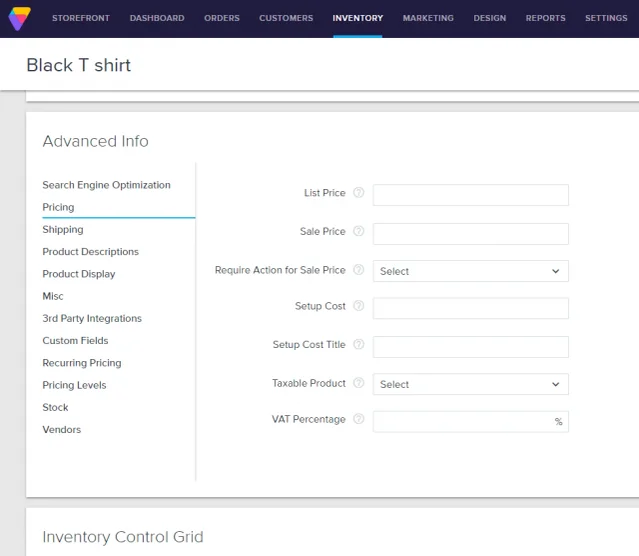 volusion product detail screen
