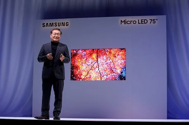 The MicroLED panel at CES 2019. (Danny Moloshok/AP Images for Samsung)