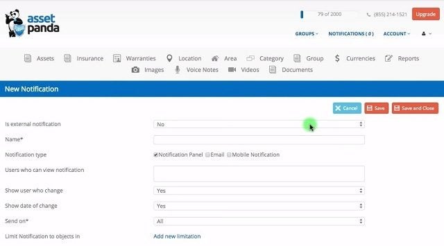 Setting a notification on Asset Panda