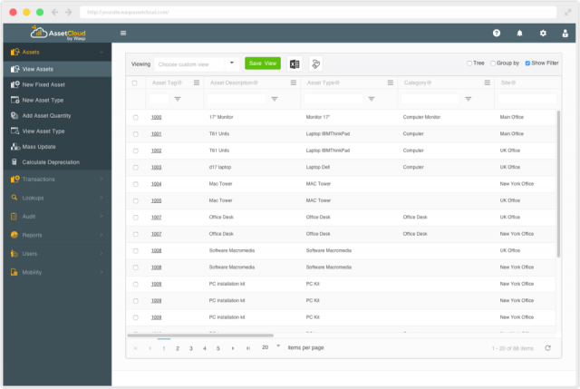 The Wasp Asset Management software dashboard