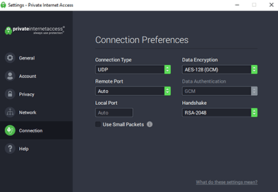 Private Internet Access Settings