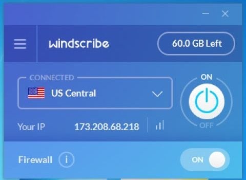 Windscribe Country Selection