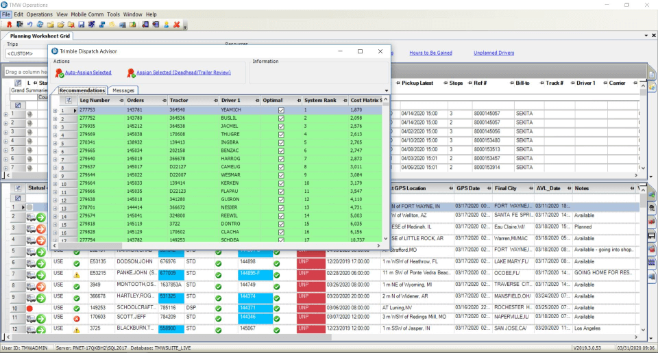 Trimble TMS dispatch advisor