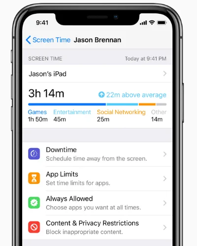 Apple screen time app controls