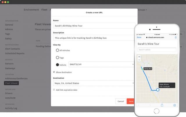 Samsara ELD software: Fleet viewer