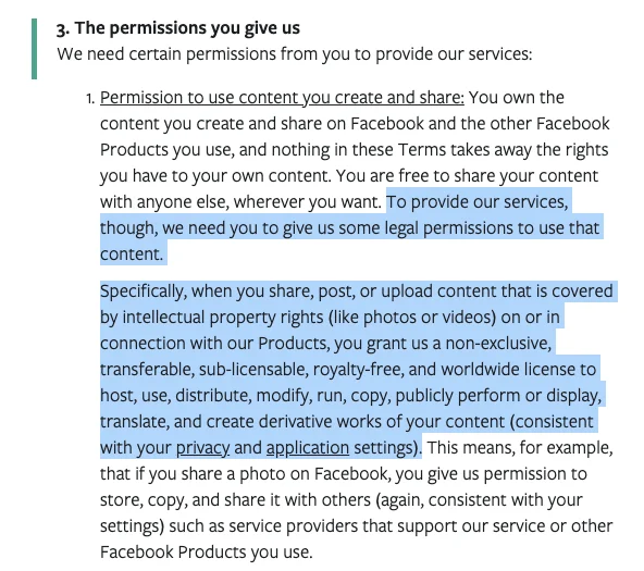Facebook Terms of Service