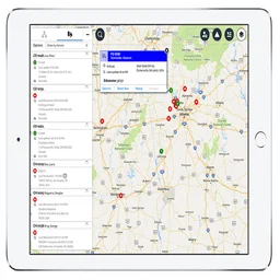 The Verizon Connect Reveal live map on an iPad