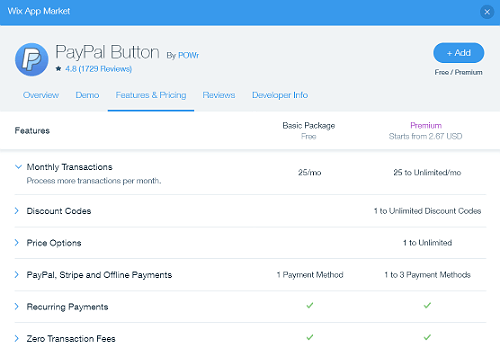 wix app paypal button