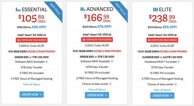 InMotion Dedicated Hosting Costs