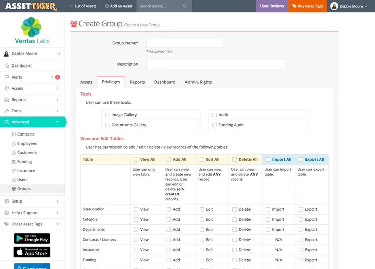 AssetTiger create group
