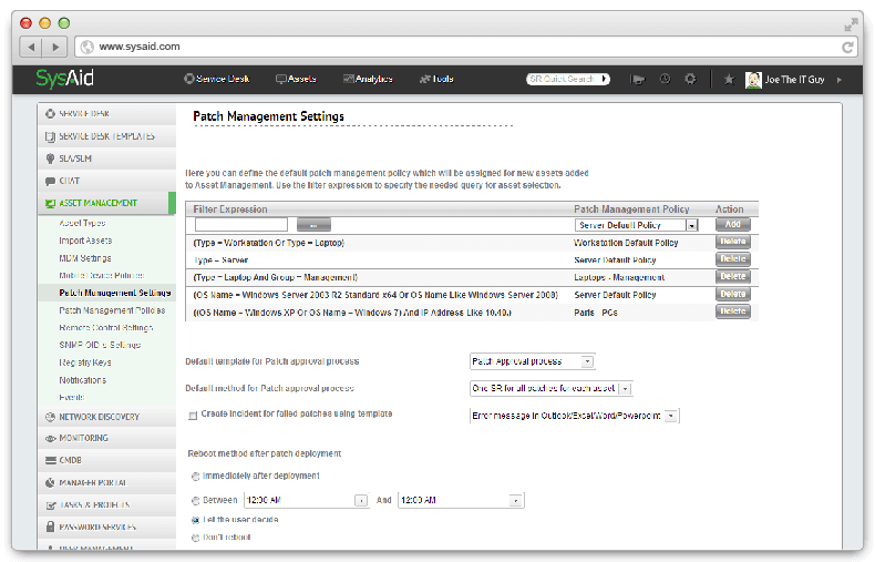 SysAid patch management
