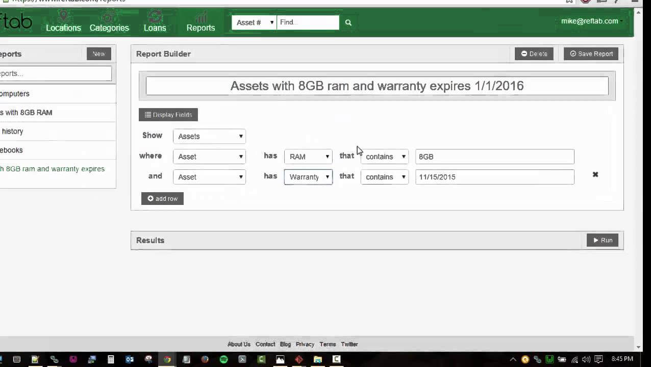 Reftab report builder