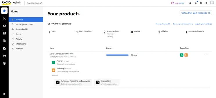 Screenshot of GoTo Connect testing. Source: Tech.co testing