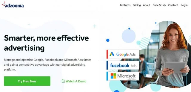 Adzooma homepage