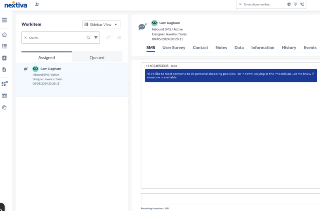 Nextiva SMS conversation. Source: Nextiva demo