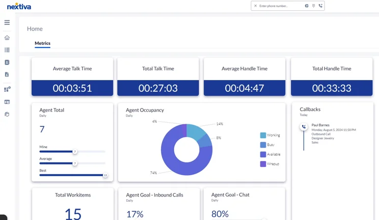 Nextiva Home Dashboard