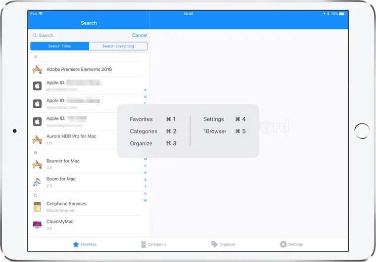 1Password on iPad