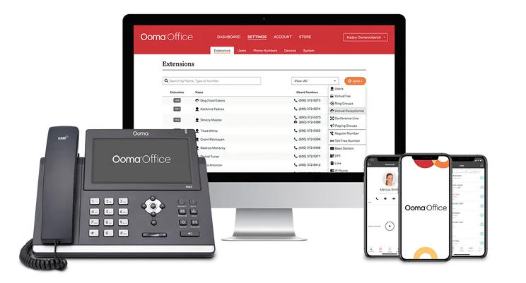 ooma office on desk phone mobile and desktop