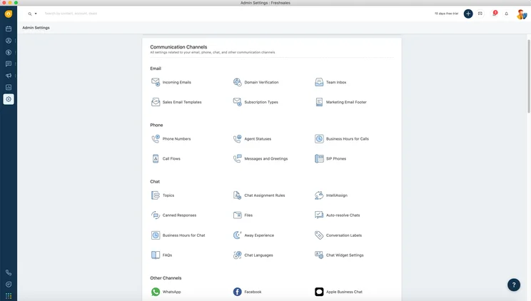 Freshworks CRM Admin Settings