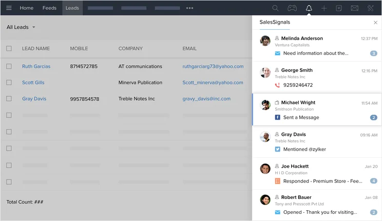 Zoho CRM leads