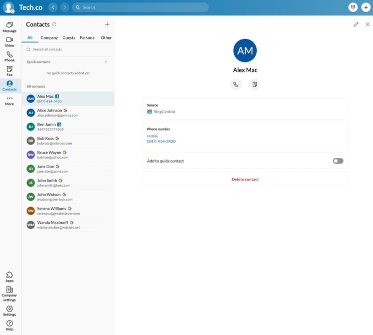 RingCentral Contacts