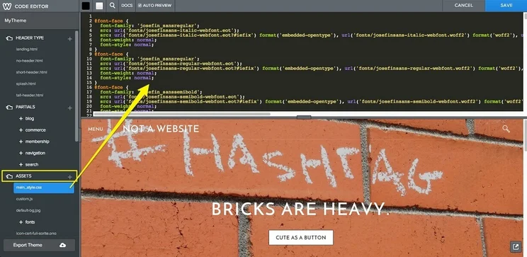 Weebly: customize code editor