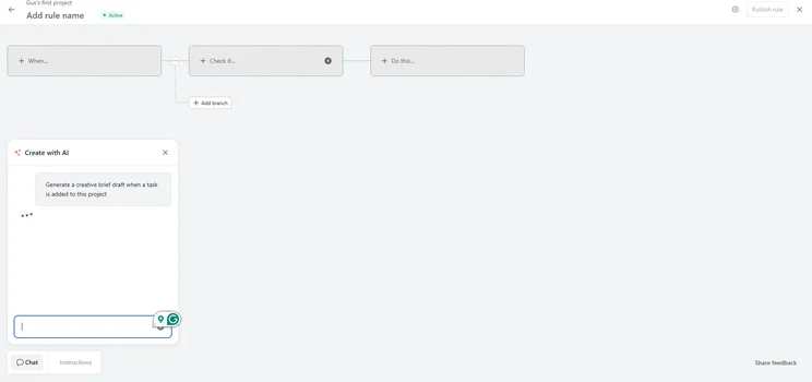 Screenshot of Asana AI. Source: Tech.co testing