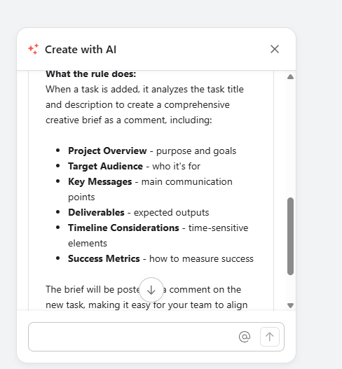 Screenshot of Asana AI bot. Source: Tech.co testing