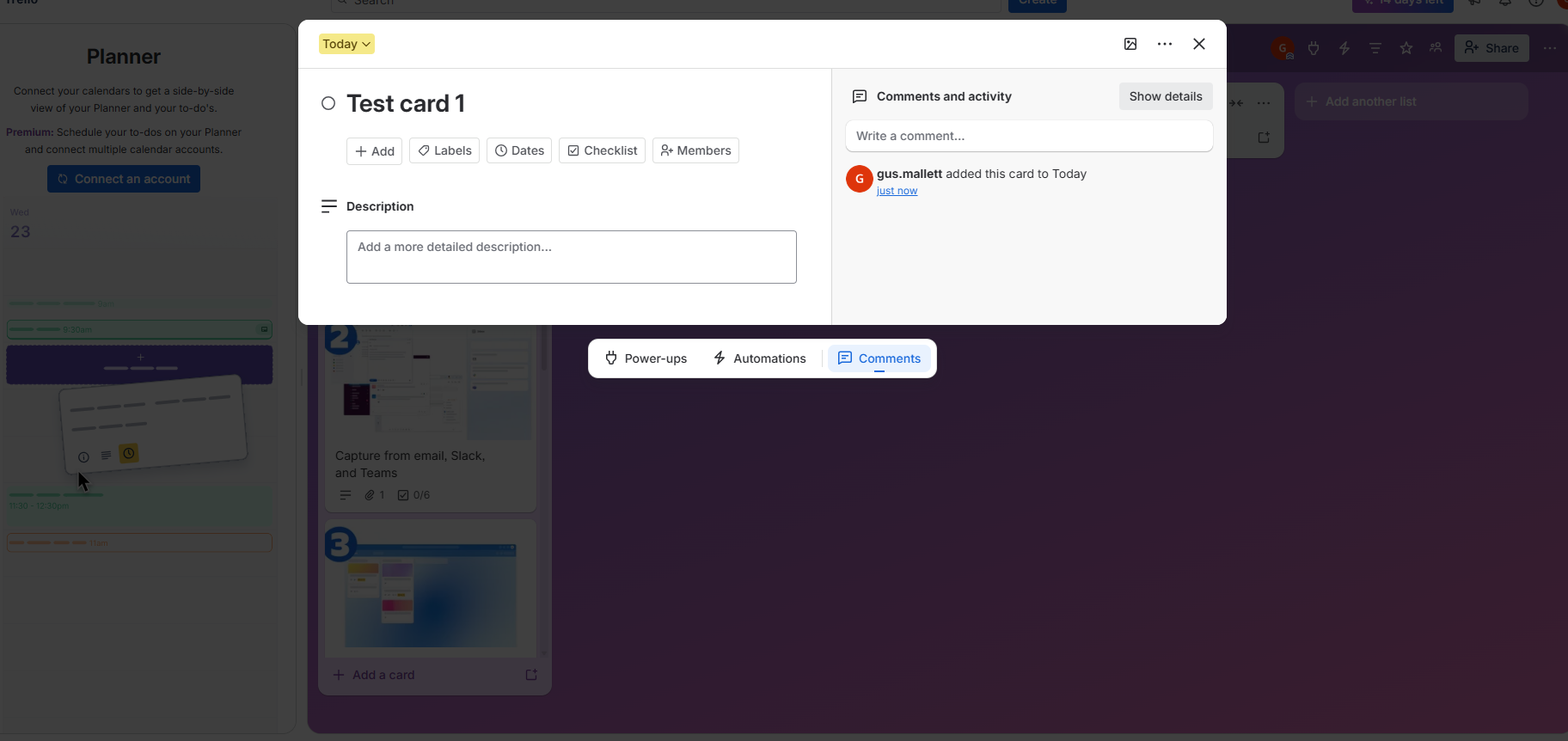 Screenshot of Trello task card. Source: Tech.co testing
