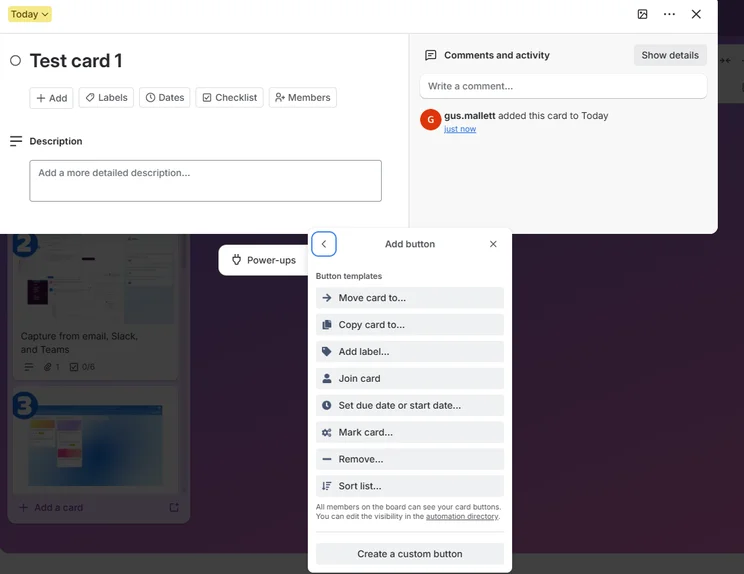 Screenshot of Trello task card. Source: Tech.co testing