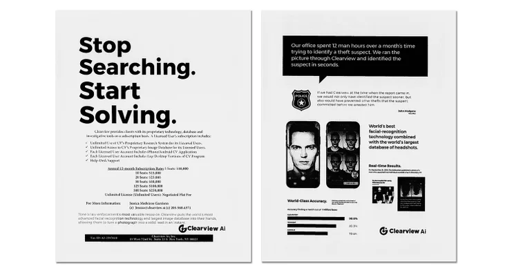 clearview ai marketing material
