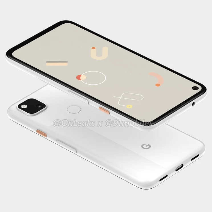 google pixel 4a render showing usb port and headphones jack