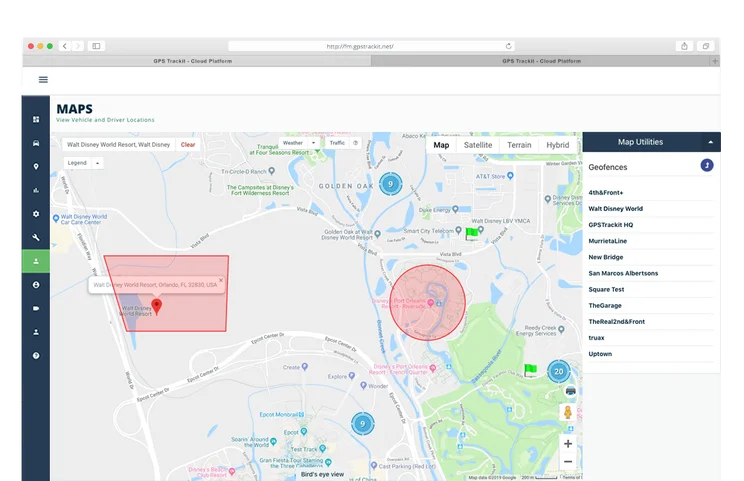 GPS Trackit: Maps with geofence