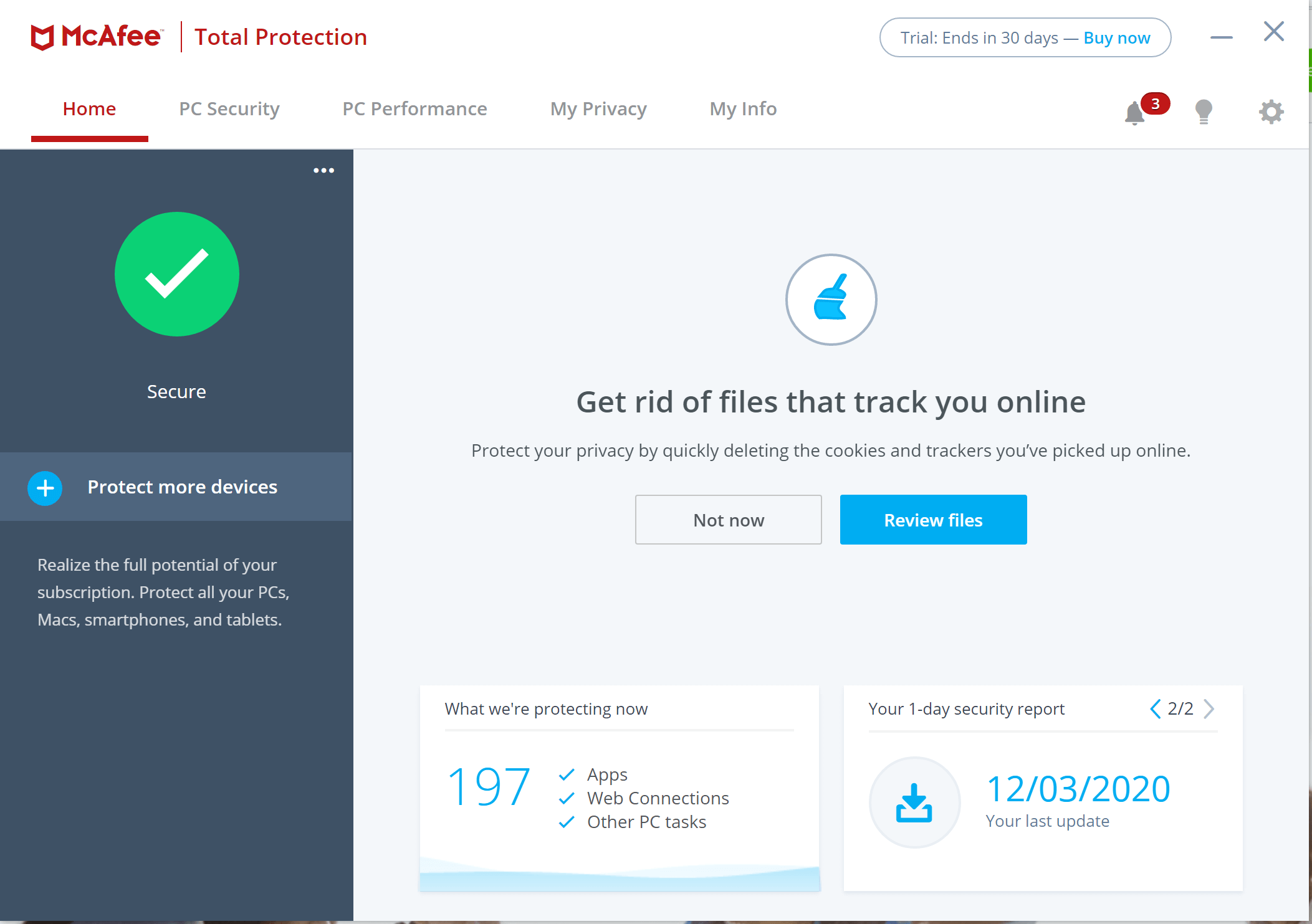 does mcafee total protection include vpn